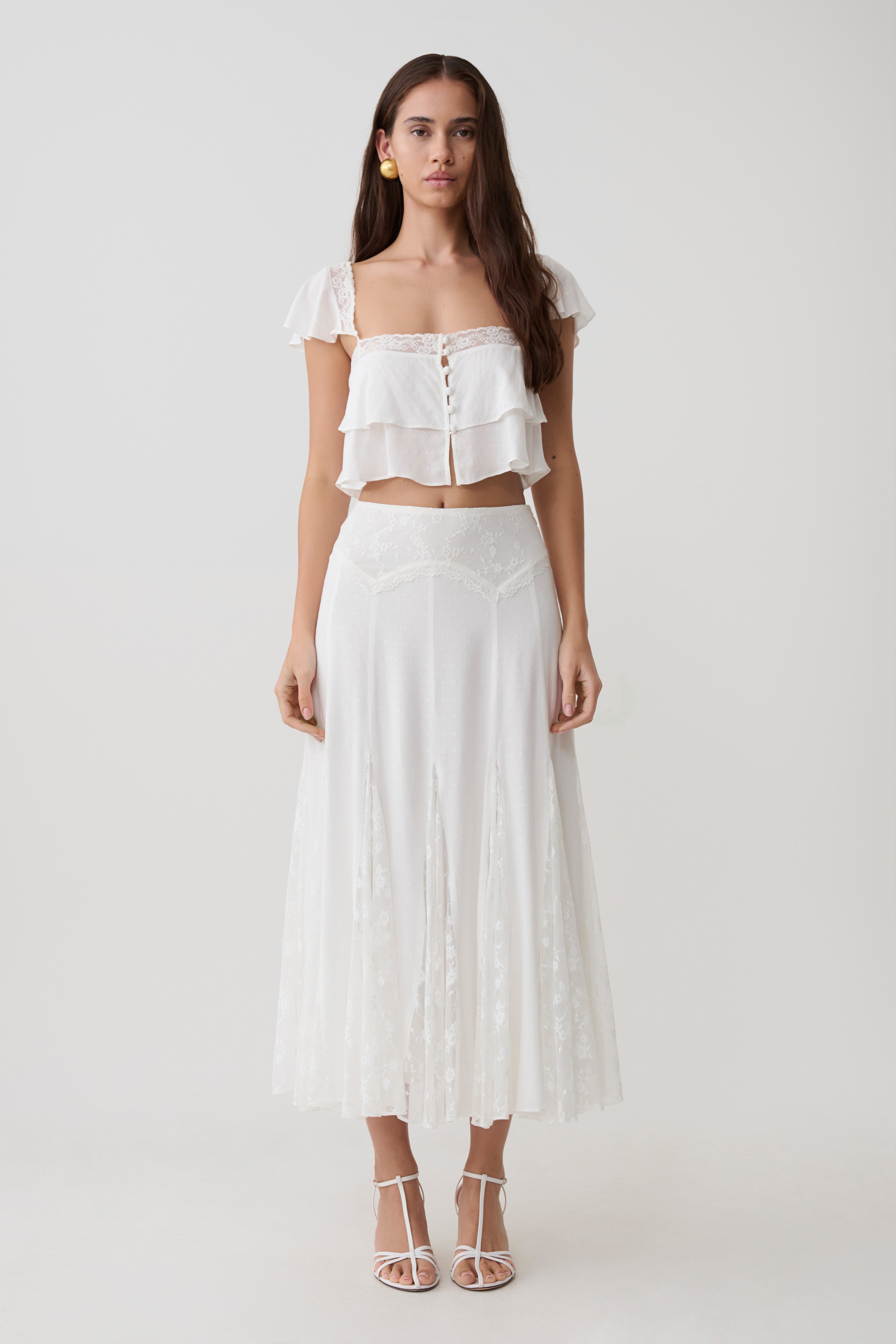 Skylar Lace Sleeveless Crop Top - White