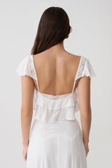 Skylar Lace Sleeveless Crop Top - White