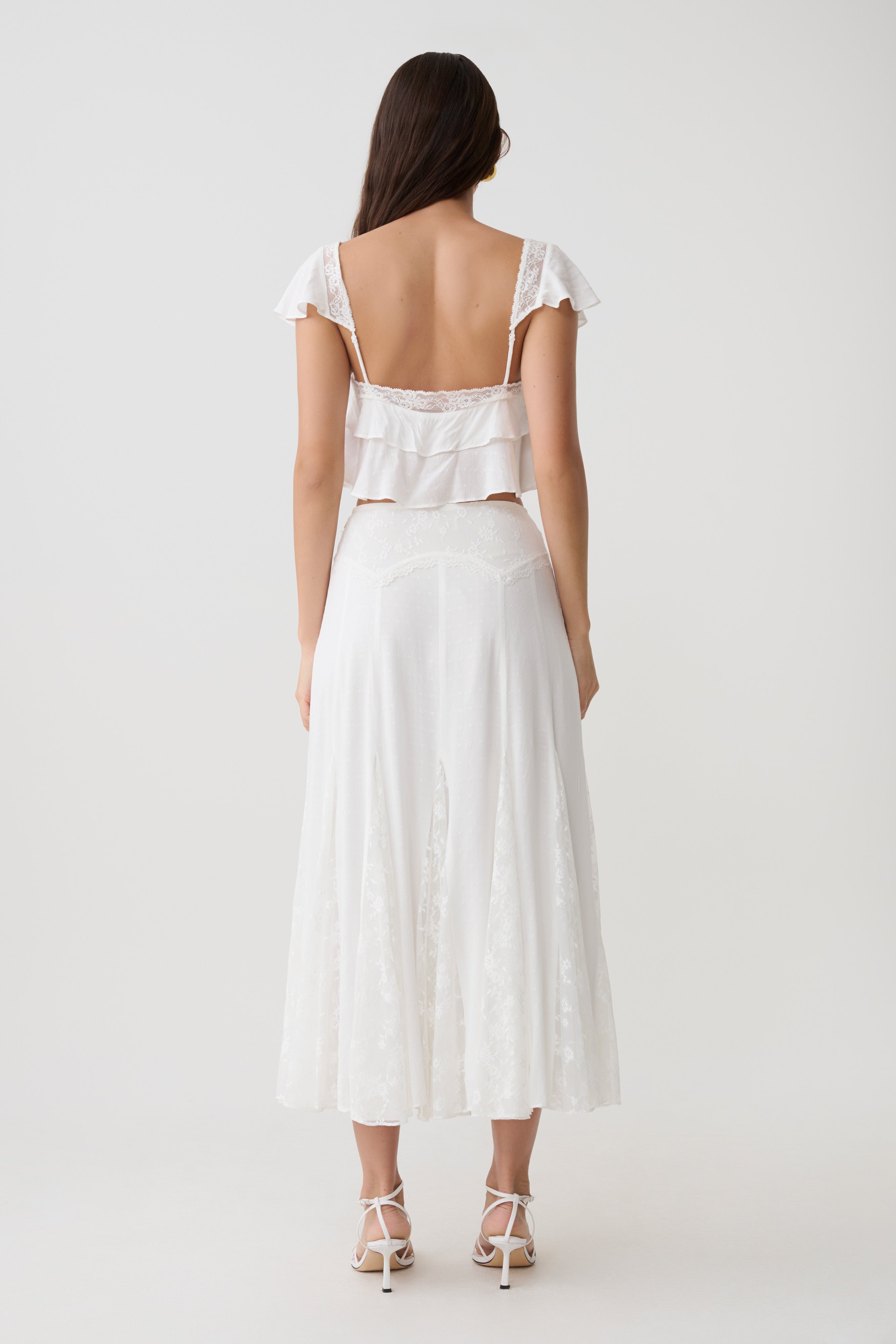 Skylar Lace Sleeveless Crop Top - White