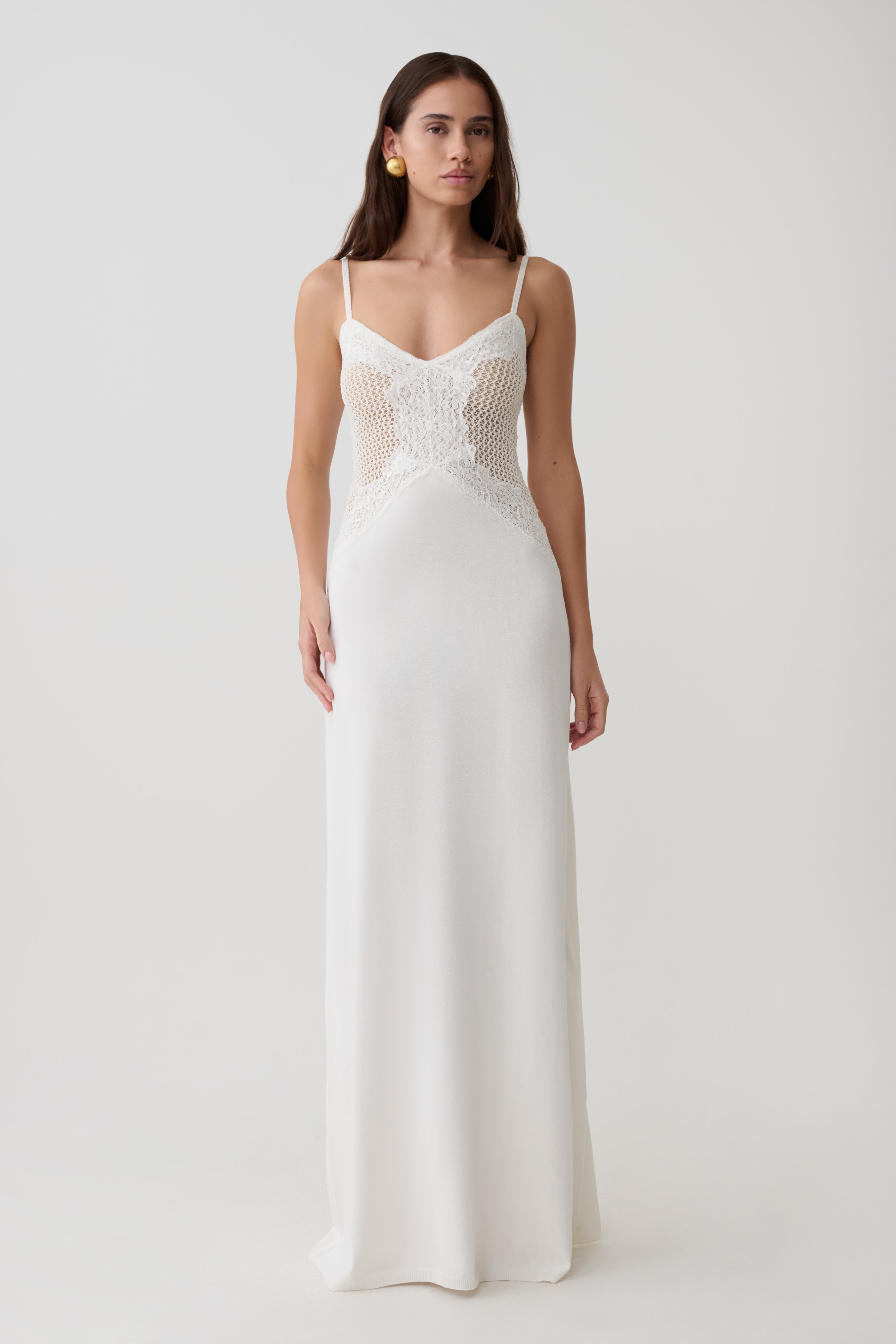 Bray Knit & Lace Maxi Dress - Ivory