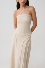 Annie Strapless Tie Back Linen Top - Natural