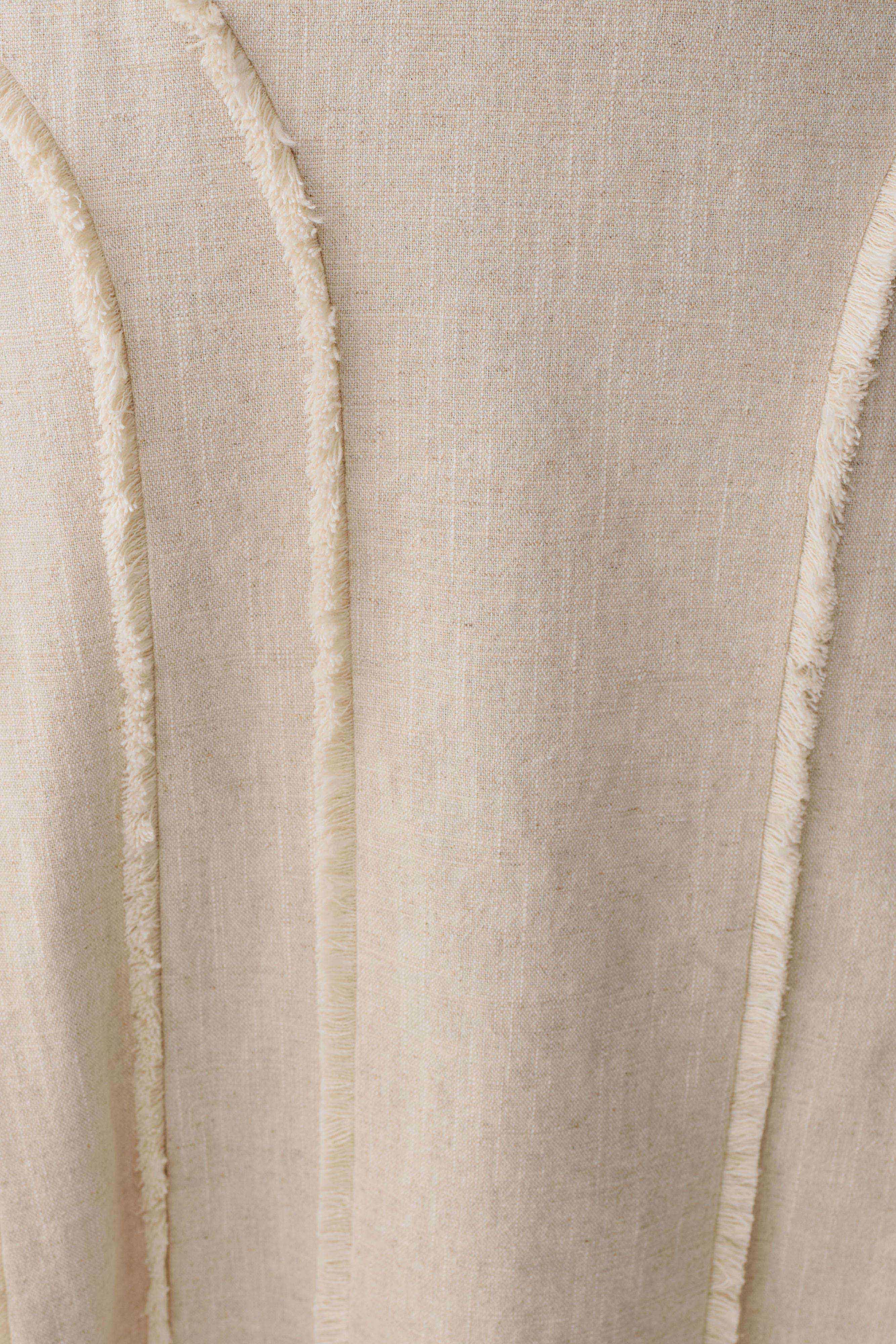 Annie Linen Frayed Midi Skirt - Natural