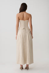 Annie Linen Frayed Midi Skirt - Natural