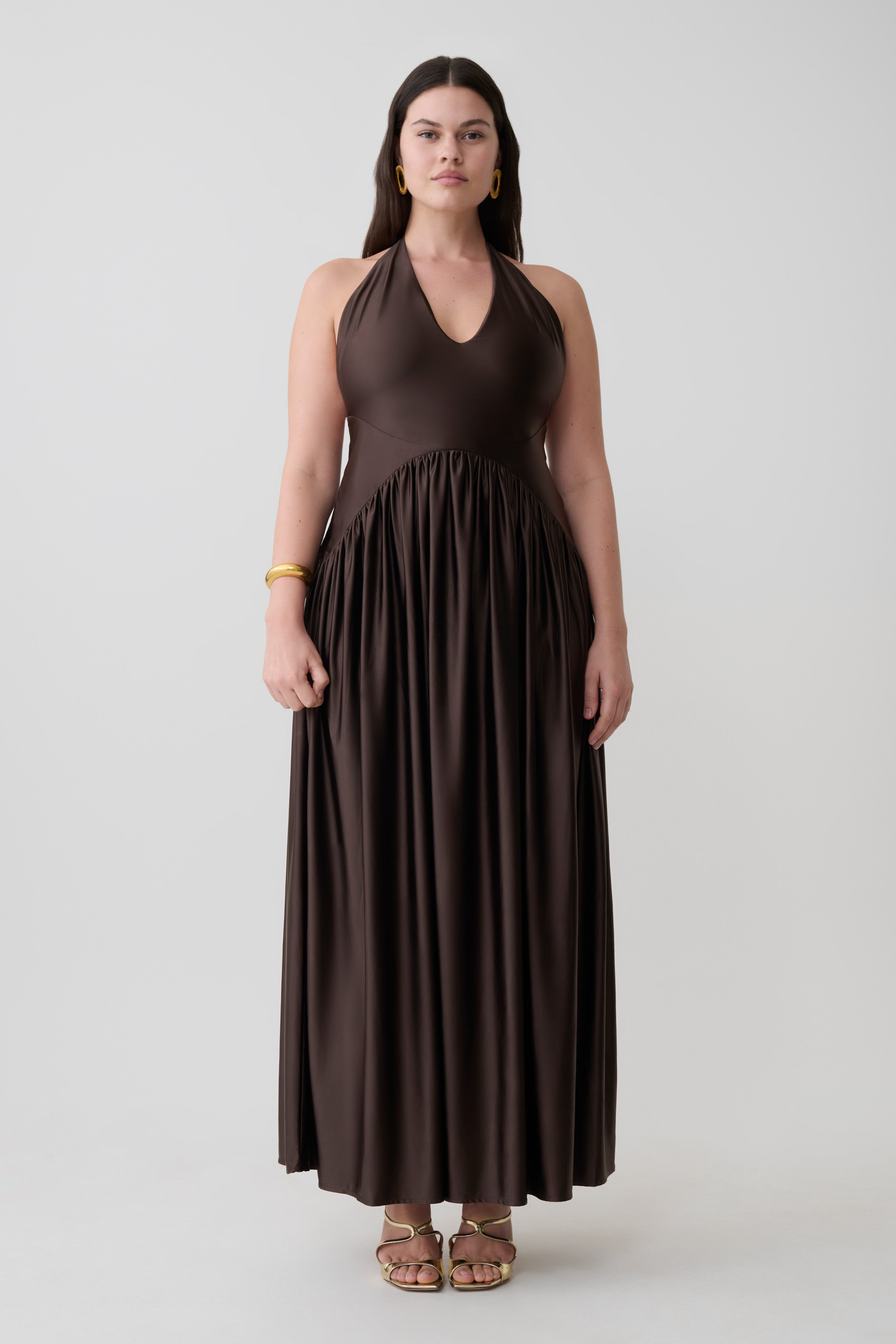 Cypress Halter Maxi Dress - Chocolate