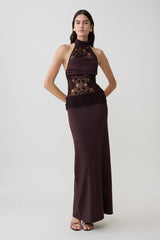 Tessie Knit & Crochet Maxi Dress - Dark Chocolate