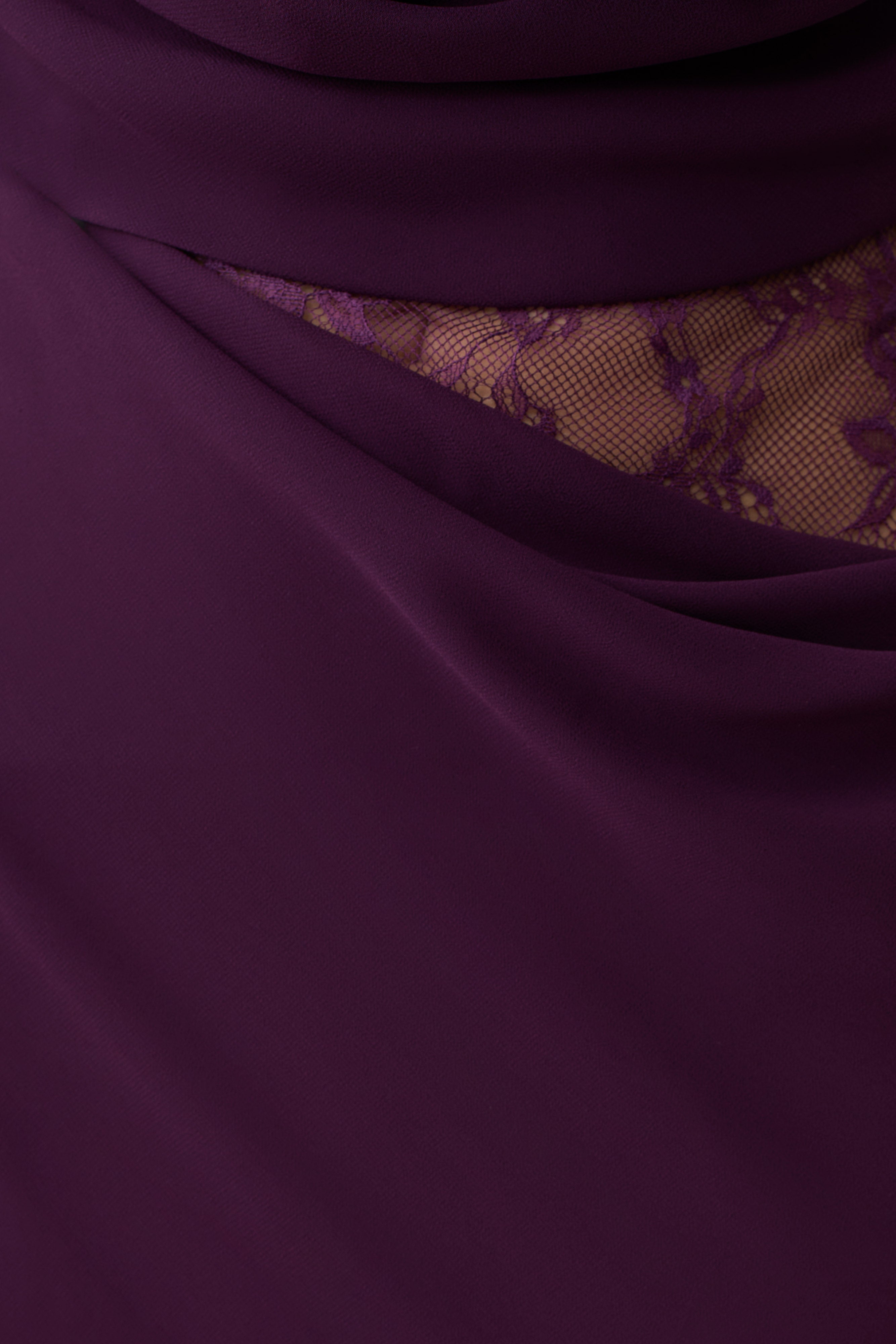 Arra Chiffon And Lace Halter Maxi Dress - Plum
