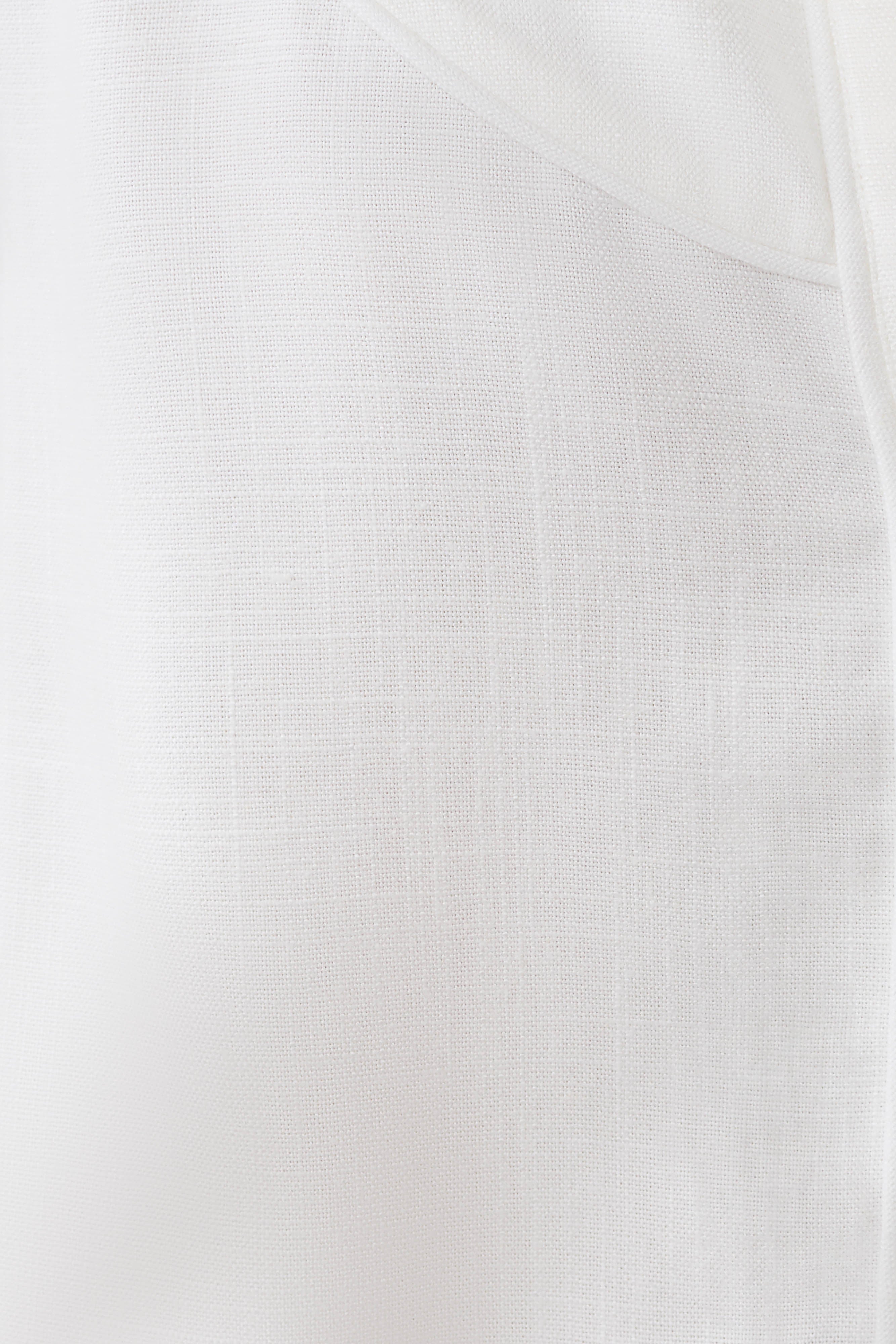 Selena Linen Short Sleeve Shirt - White