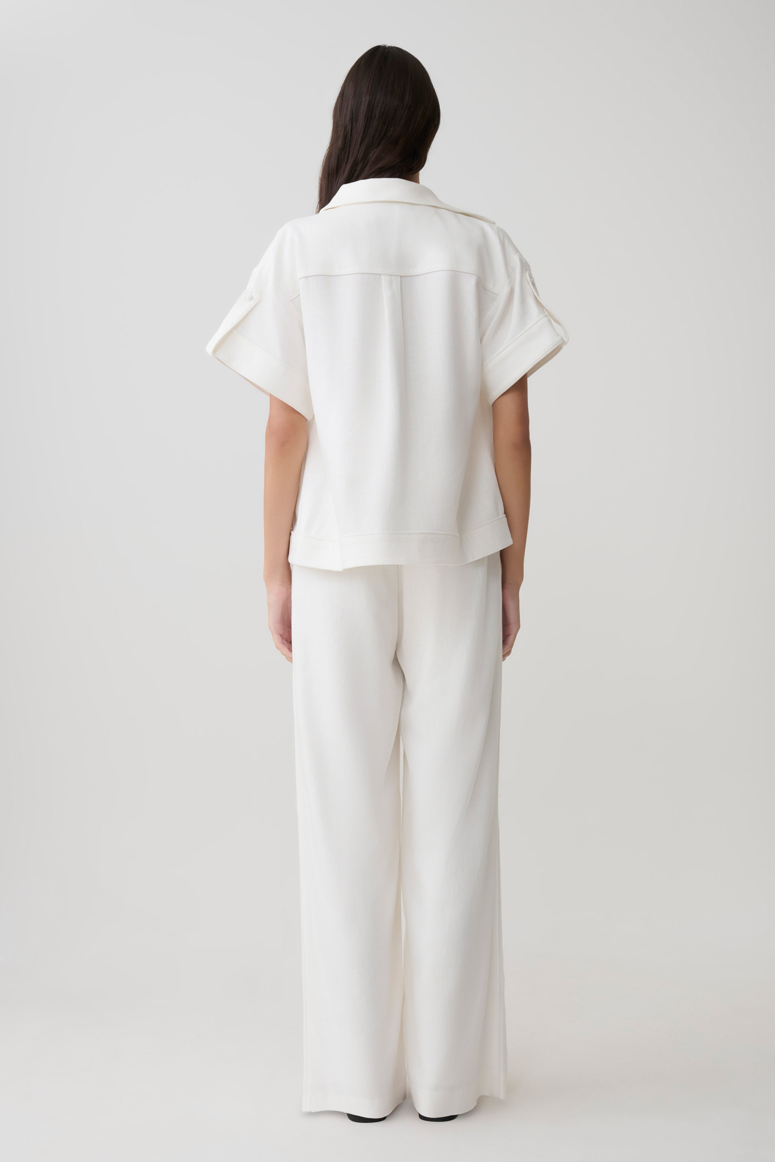 Selena Linen Straight Leg Pant - White