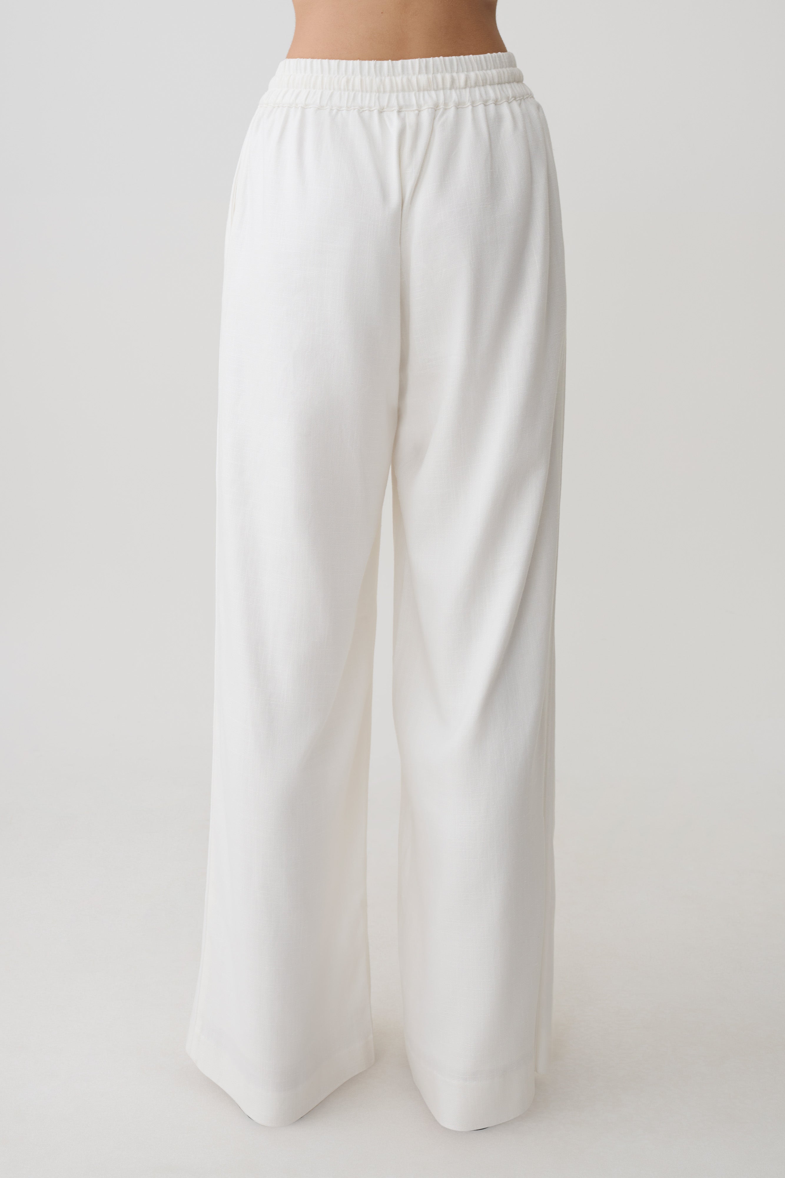 Selena Linen Straight Leg Pant - White