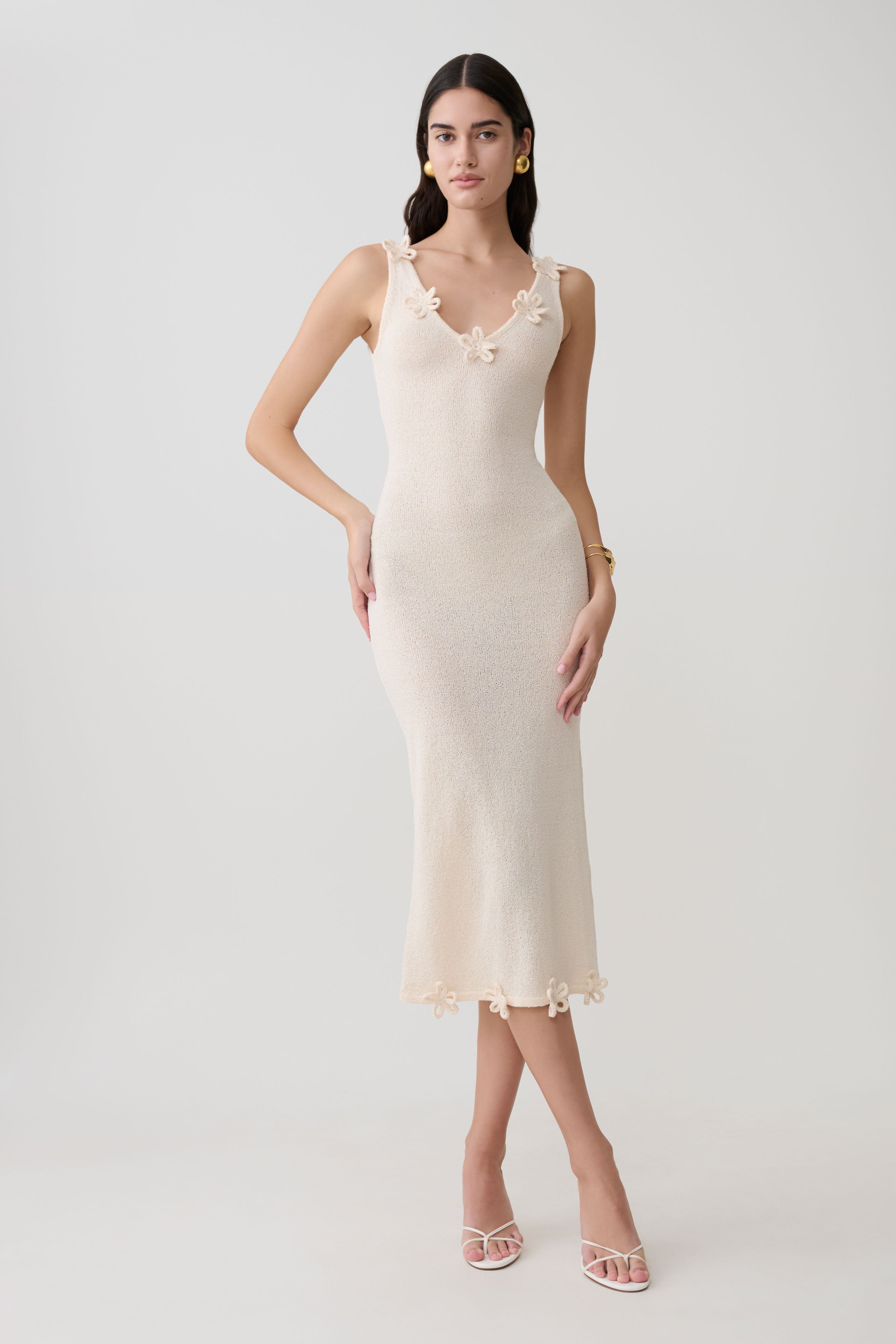 Rachael Knit Midi Dress - Nude