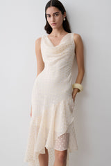 Lilah Devore Midi Dress - Ivory