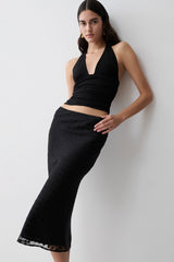 Lilah Devore Midi Skirt - Black