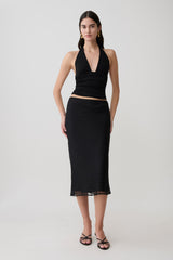 Lilah Devore Midi Skirt - Black