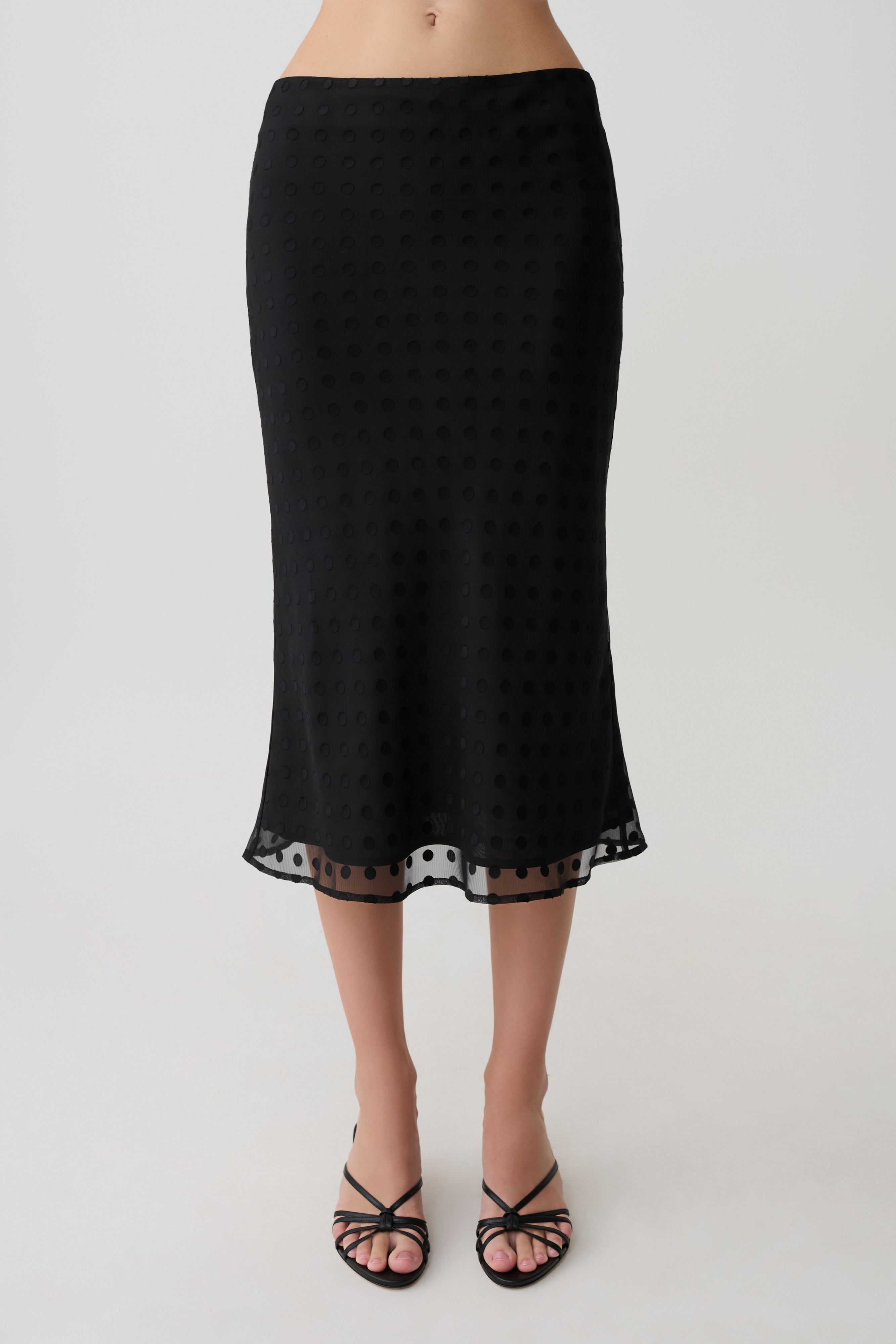 Lilah Devore Midi Skirt - Black