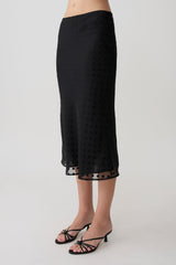 Lilah Devore Midi Skirt - Black