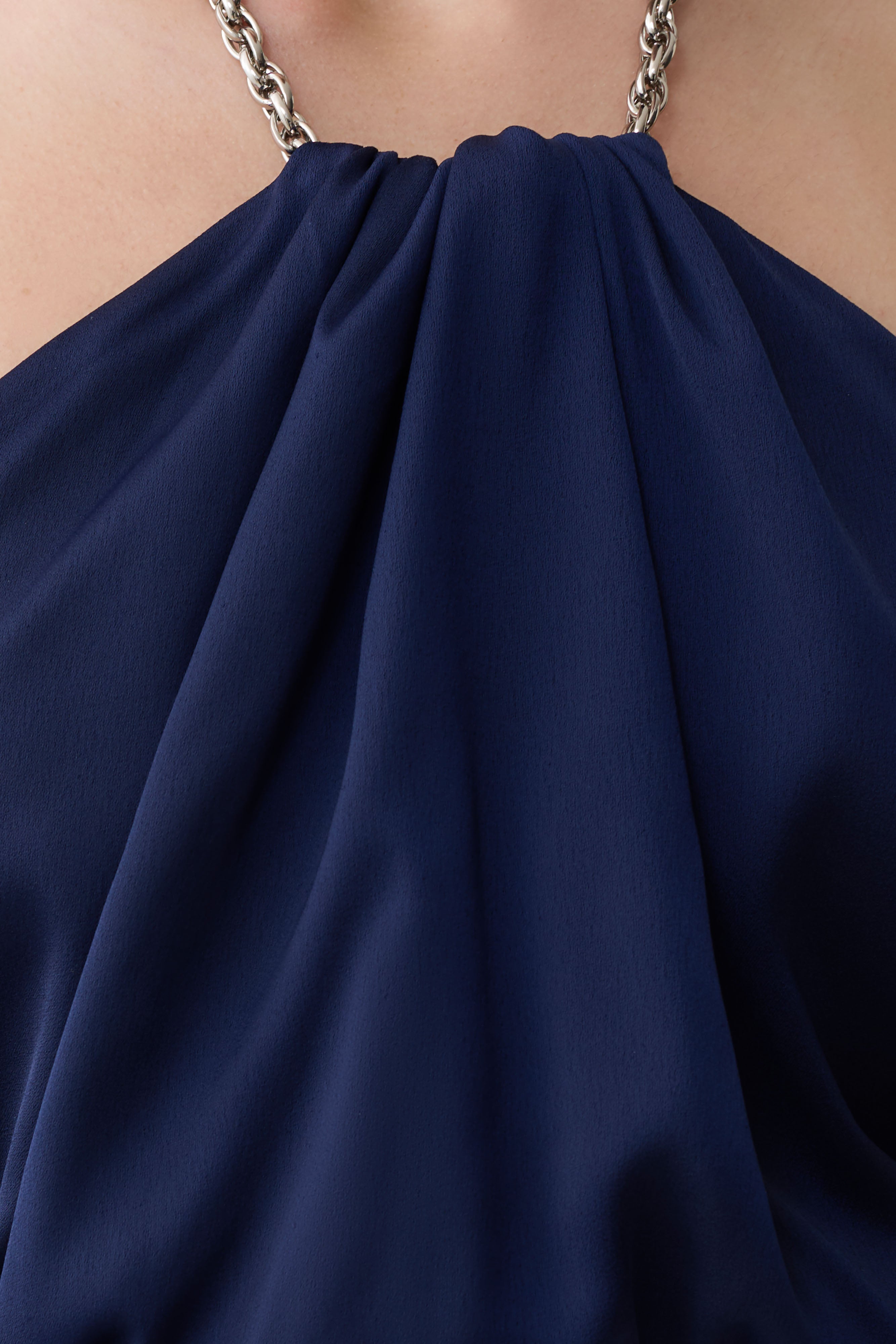 Elina Satin Necklace Maxi Dress - Navy