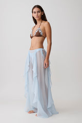 Kai Sheer Draped Ruffle Pant - Pale Blue