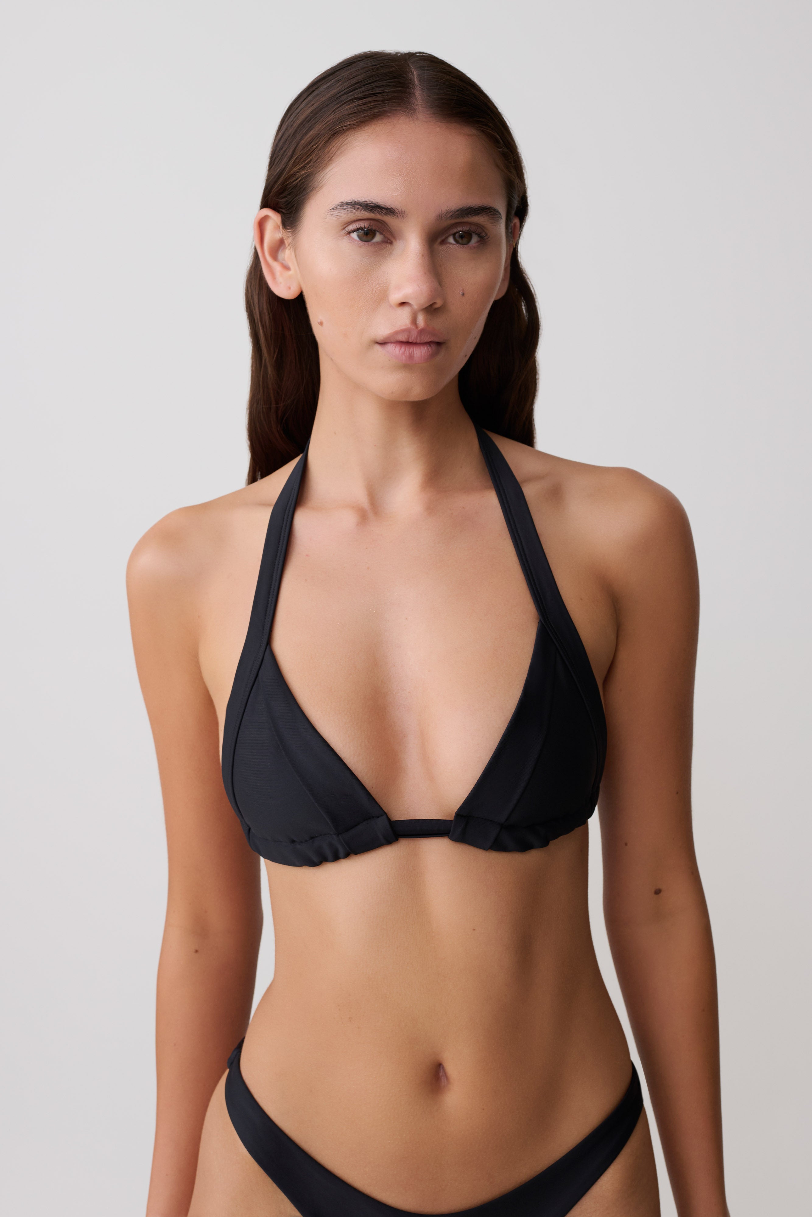 Fern Triangle Bikini Top - Black