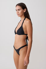 Coralia High Side Thong Bikini Bottom - Black