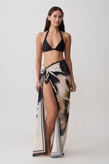 Noa Chiffon Scarf Sarong - Ivory Base Floral Print