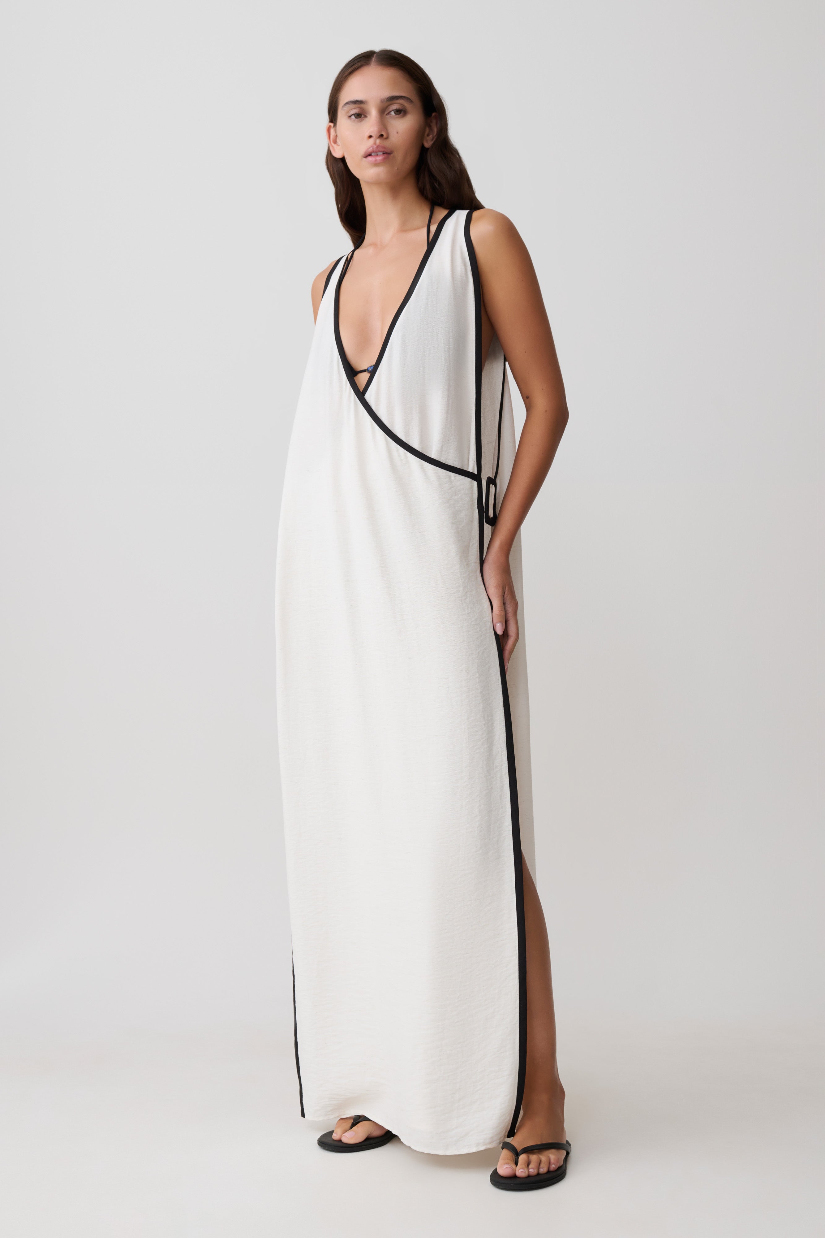 Arcadia Crossover Coverup Maxi Dress - White