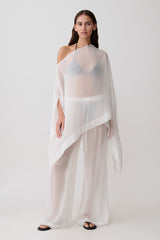 Leilani Sheer Drawstring Wide Leg Pants - Ivory