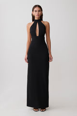 Elan Stretch Crepe Maxi Dress - Black