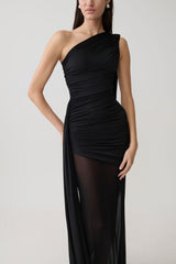 Asher Slinky One Shoulder Maxi Dress - Black