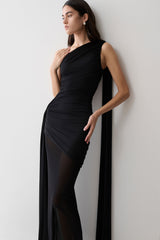Asher Slinky One Shoulder Maxi Dress - Black