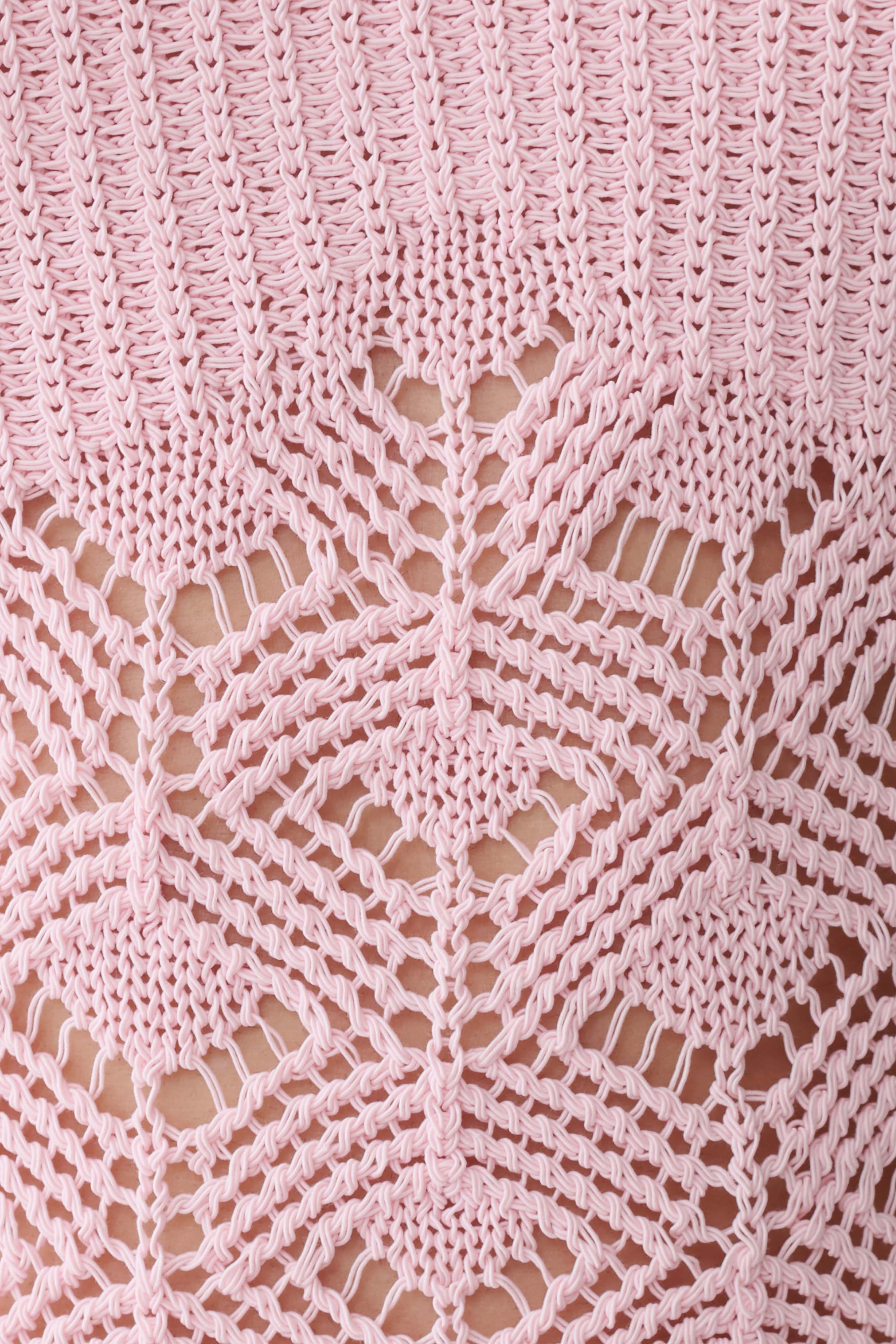 Atlantis Crochet Knit Top - Baby Pink