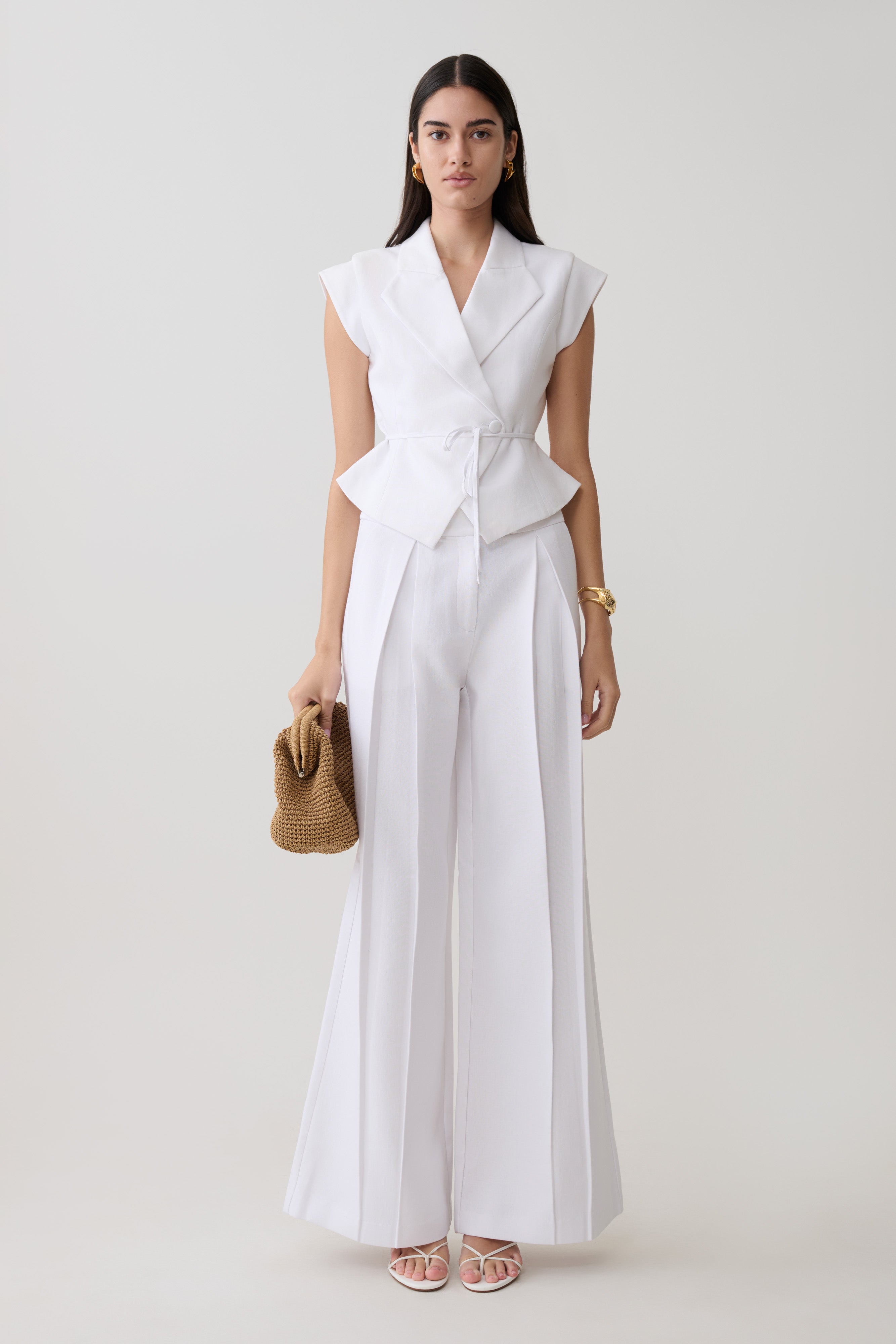 Andina Shortsleeve Linen Top - White