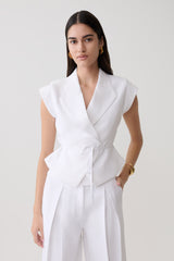 Andina Shortsleeve Linen Top - White