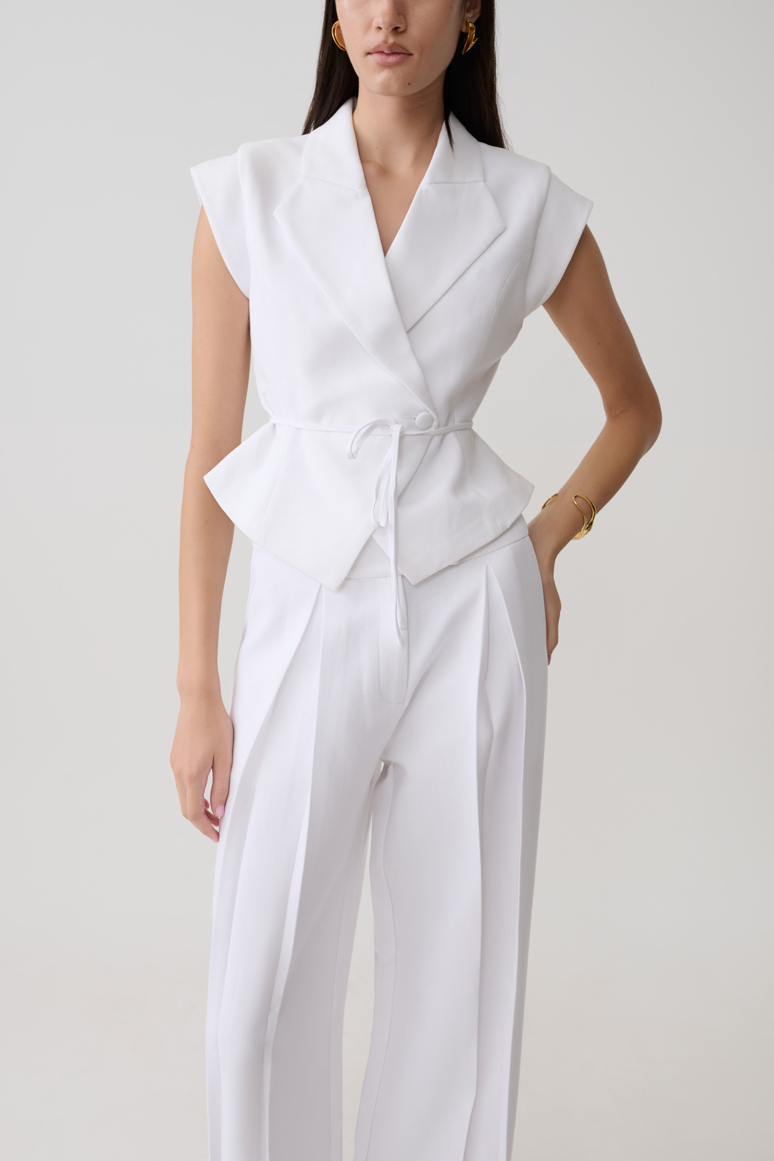 Andina Shortsleeve Linen Top - White
