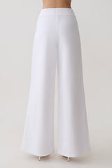 Raya Mid Rise Wide Leg Linen Pant - White