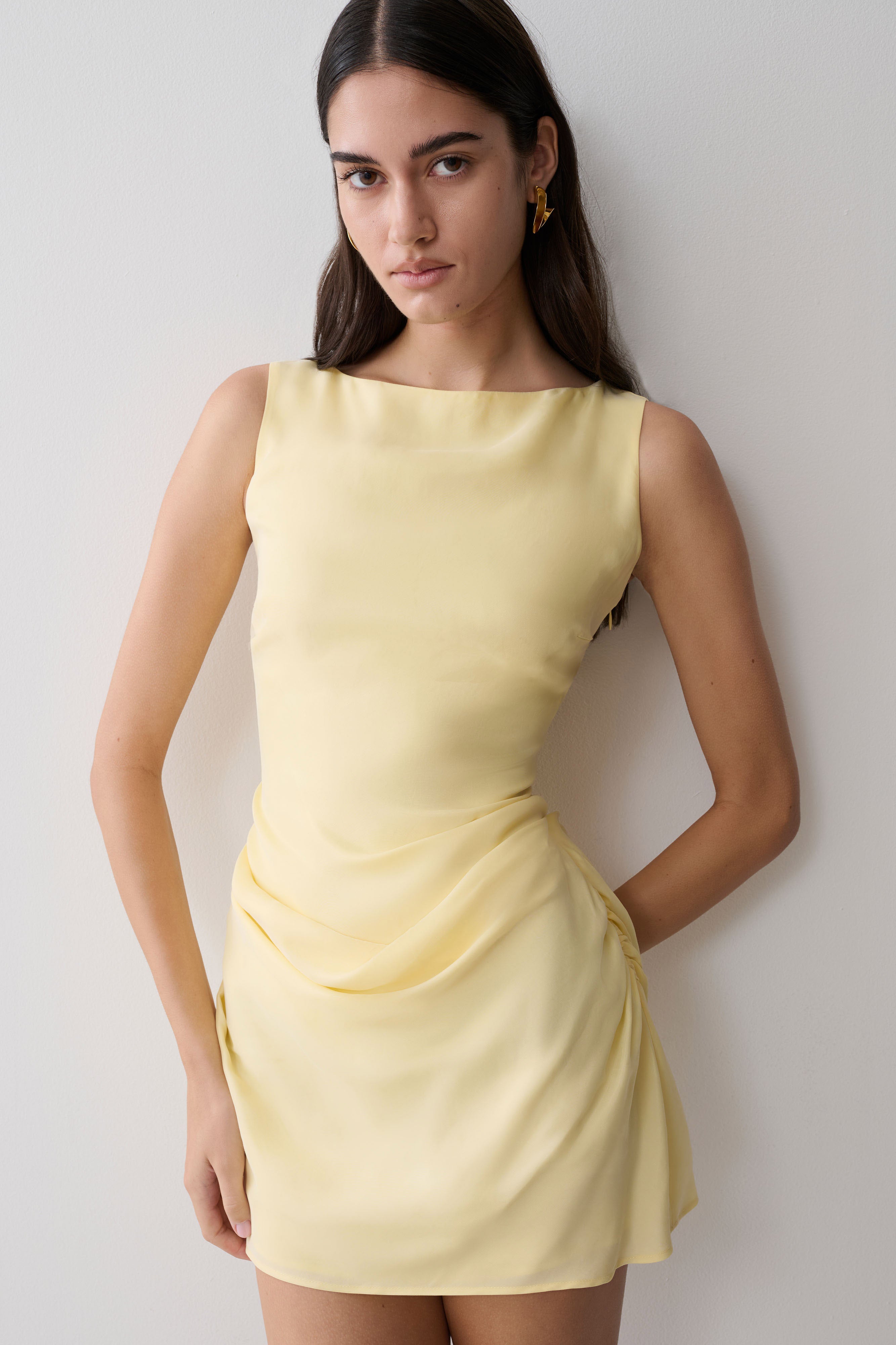 Bexley Draped Mini Dress - Butter