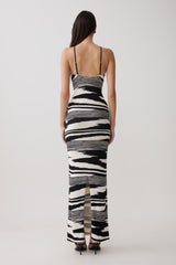 Ashtin Cross Front Knit Maxi Dress - Linear Shift Print