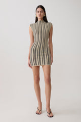 Meggie Striped Sleeveless Mini Dress - Black/Ivory