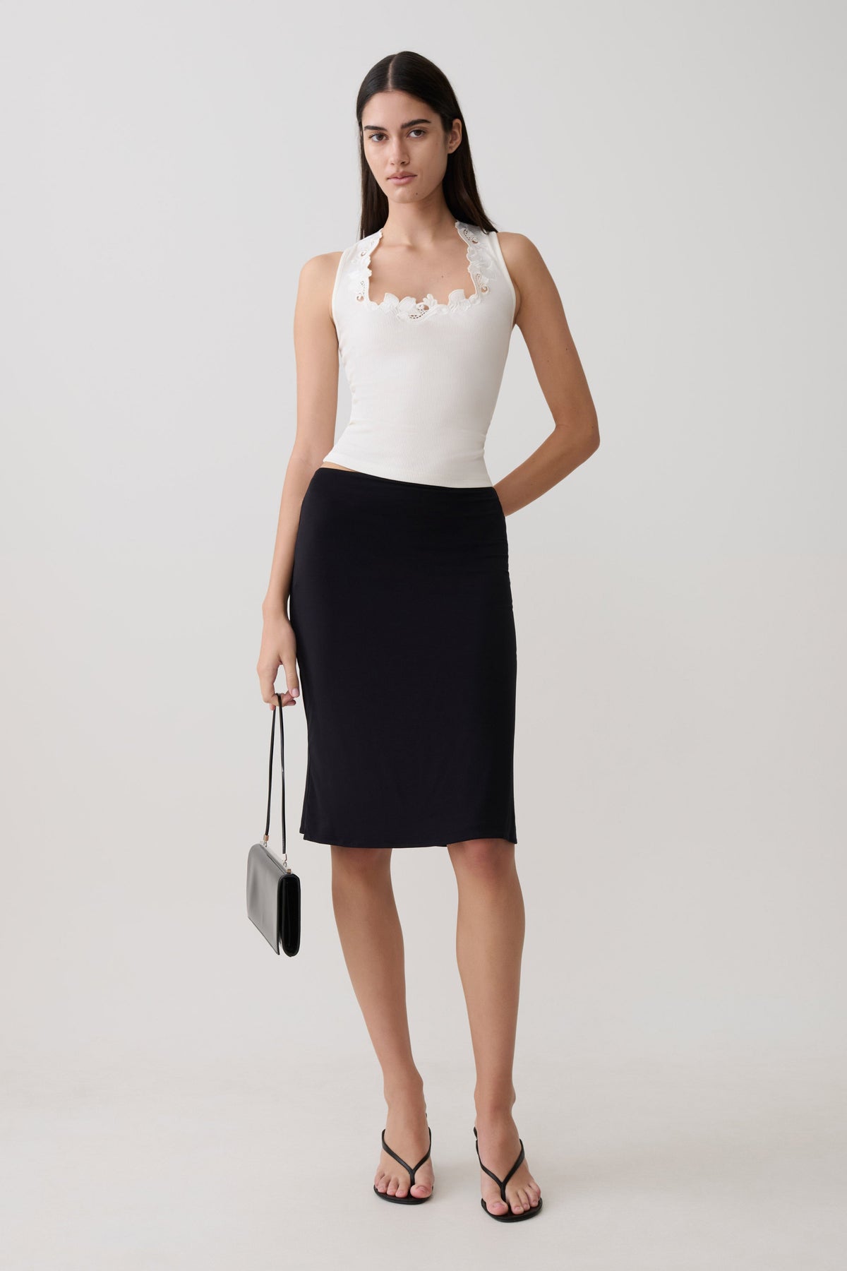 Greer Knee Length Skirt - Black