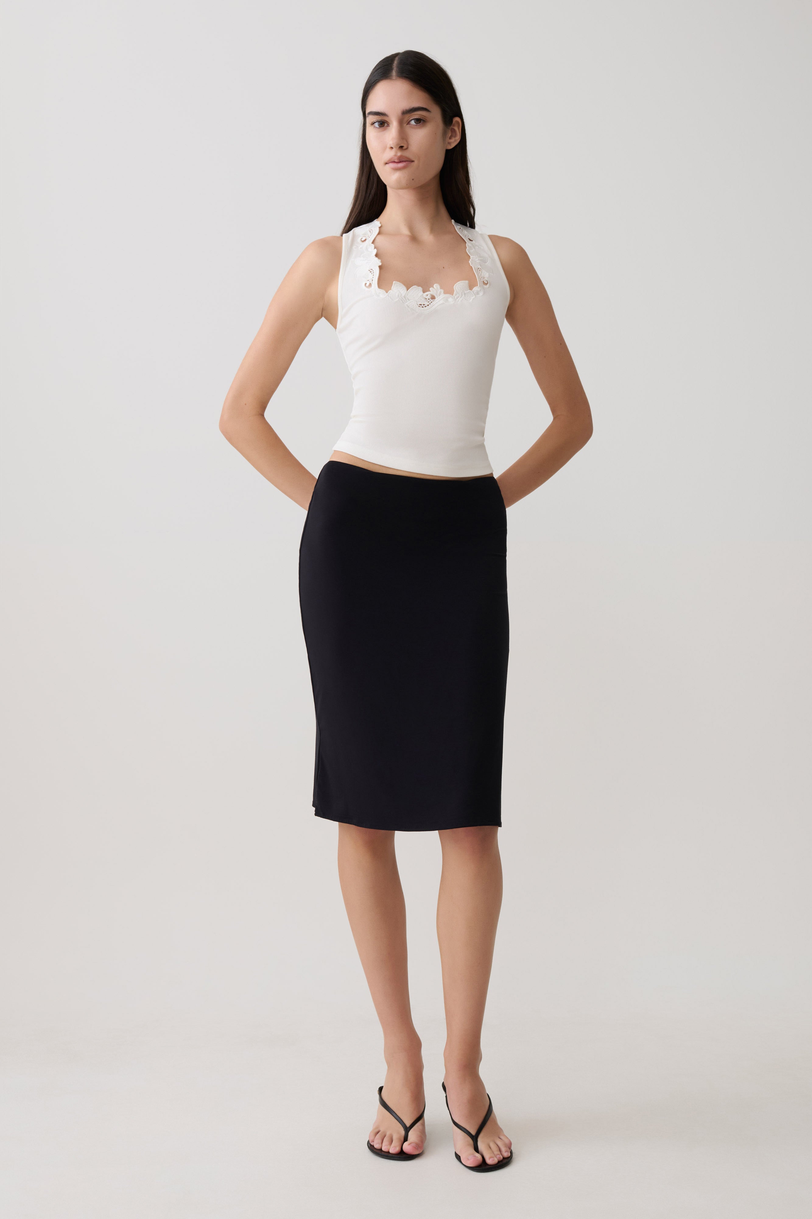 Greer Knee Length Skirt - Black