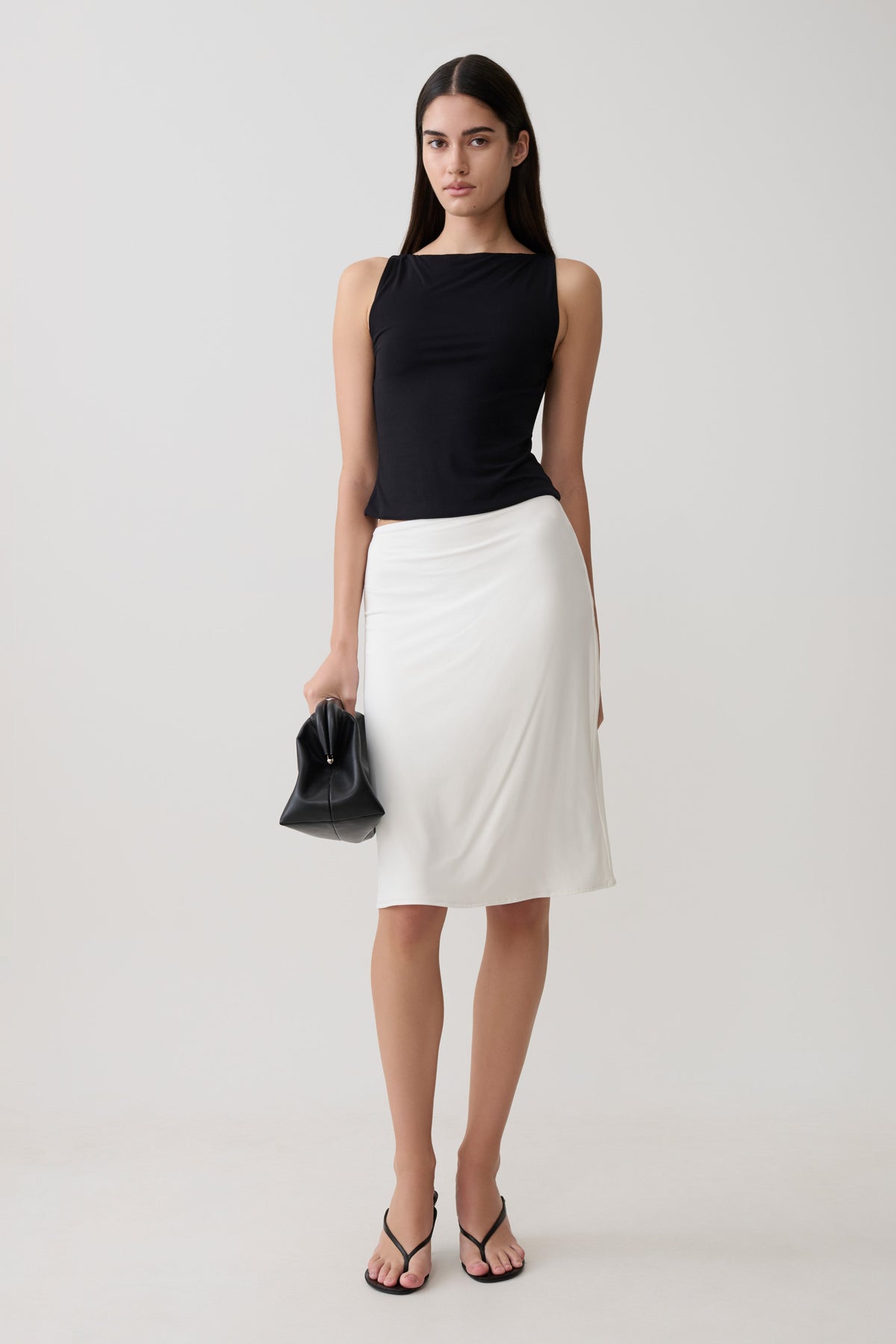 Greer Knee Length Skirt - White