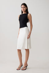 Greer Knee Length Skirt - White