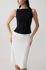 Greer Knee Length Skirt - White