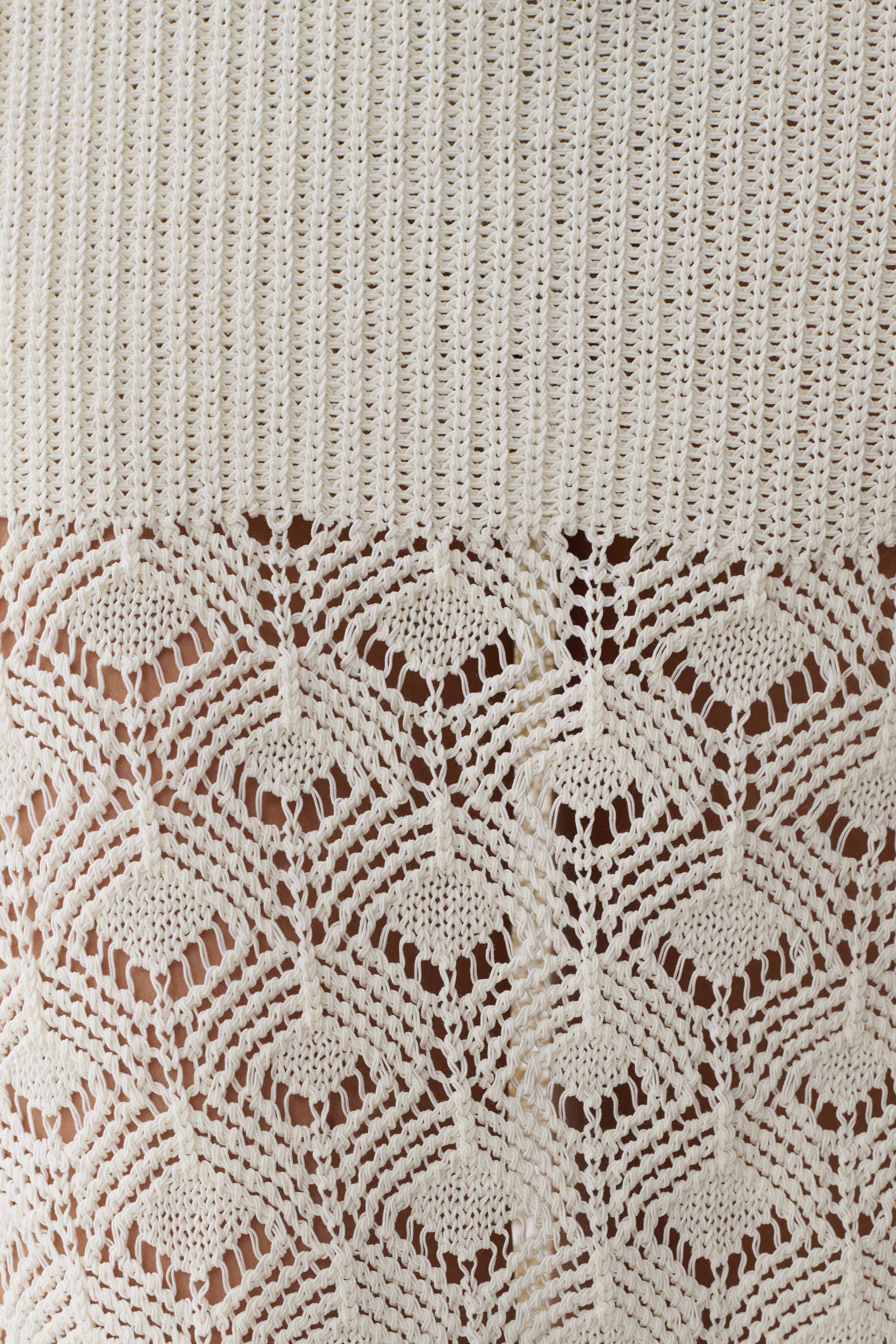 Atlantis Crochet Knit Midi Skirt - White