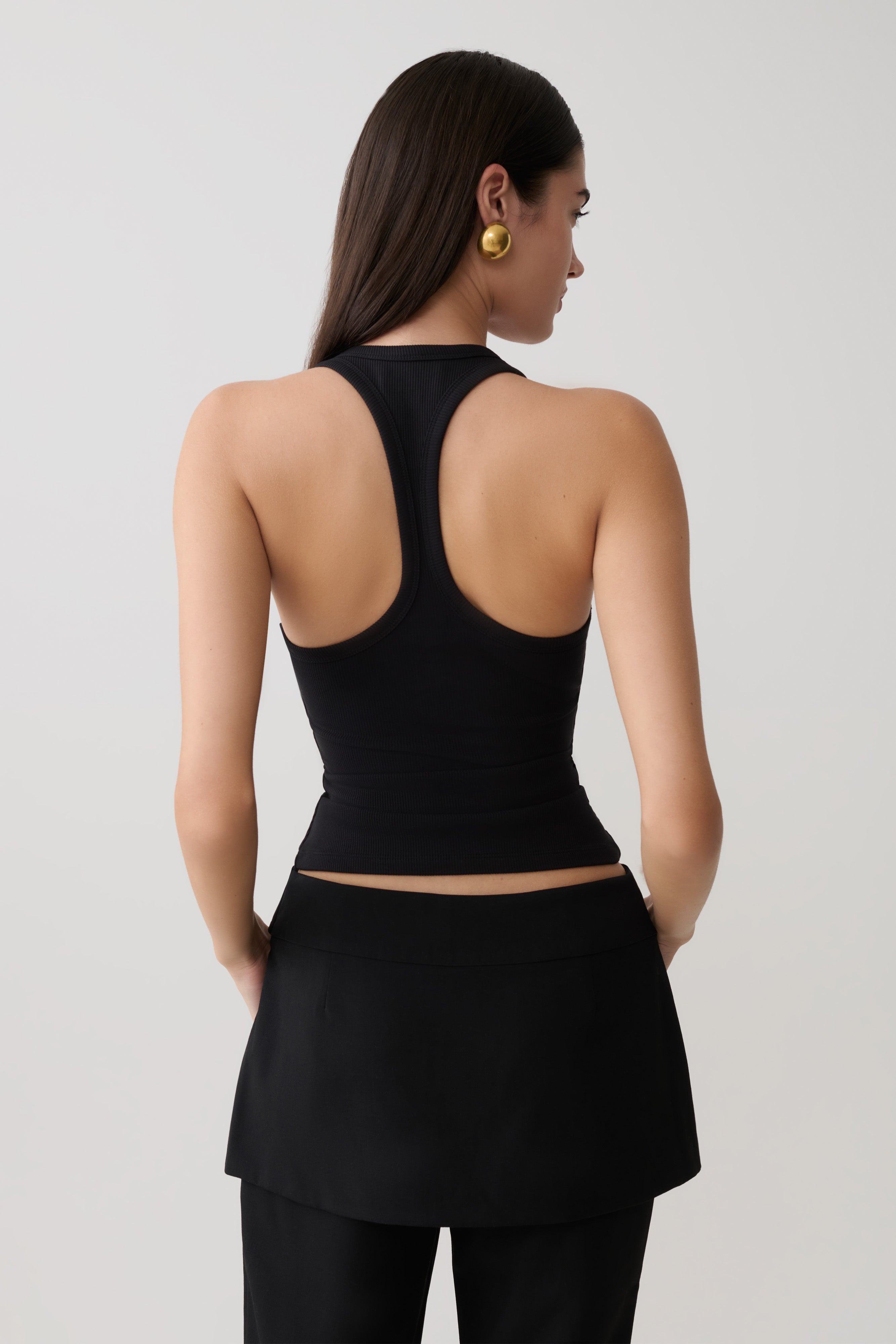 Actress Ribbed Tank - Black
