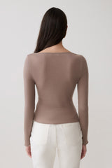 Coraline Long Sleeve Sheer Top - Neutral