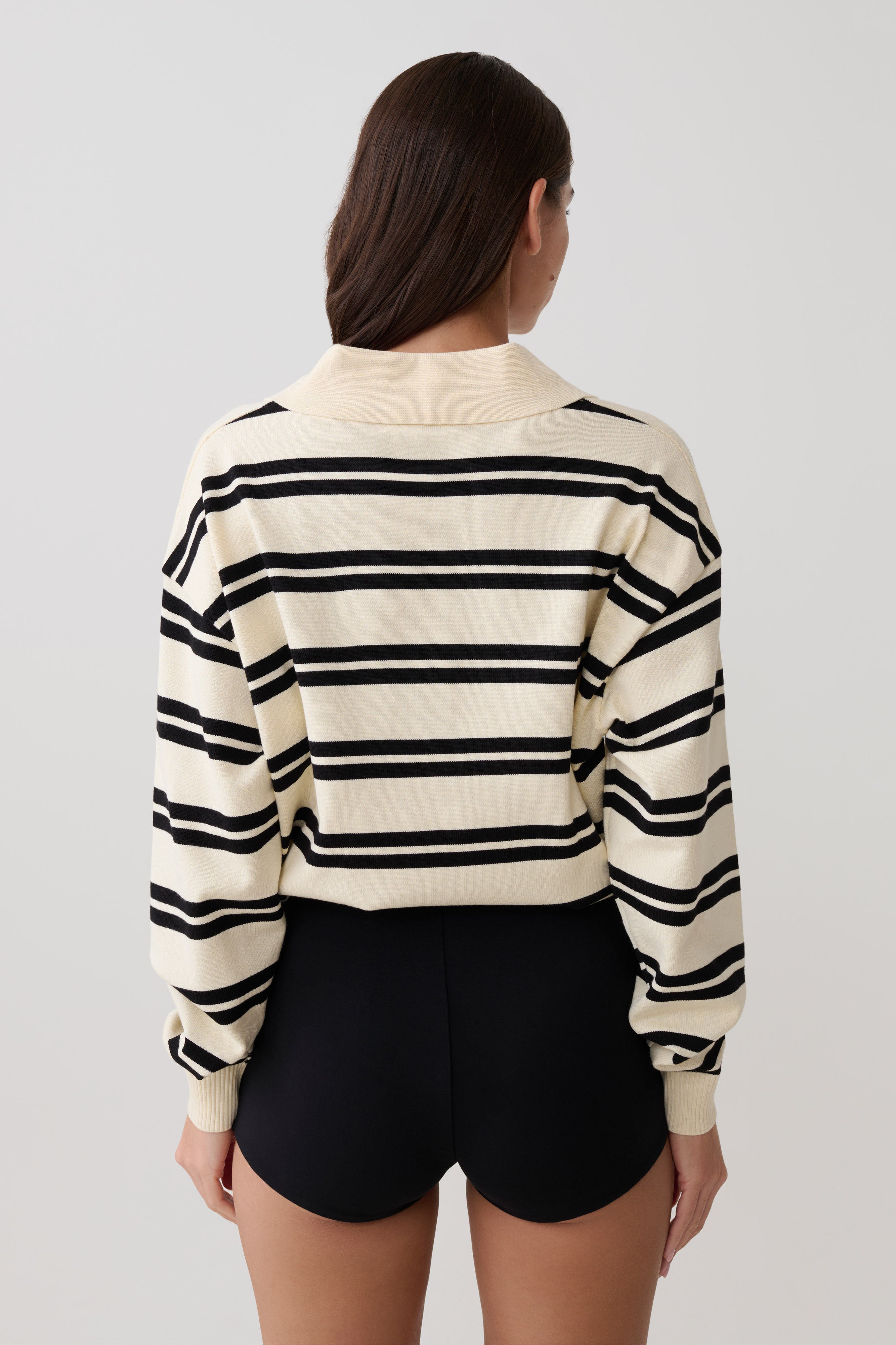 Philly Stripe Long Sleeve Knit Jumper - Ivory/Black