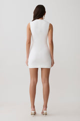 Fion Sleeveless Stretch Crepe Mini Dress - White
