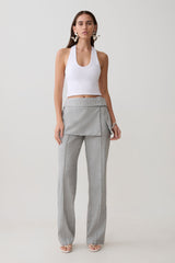 Daisy Wrap Skirt Straight Leg Pants - Charcoal Marle