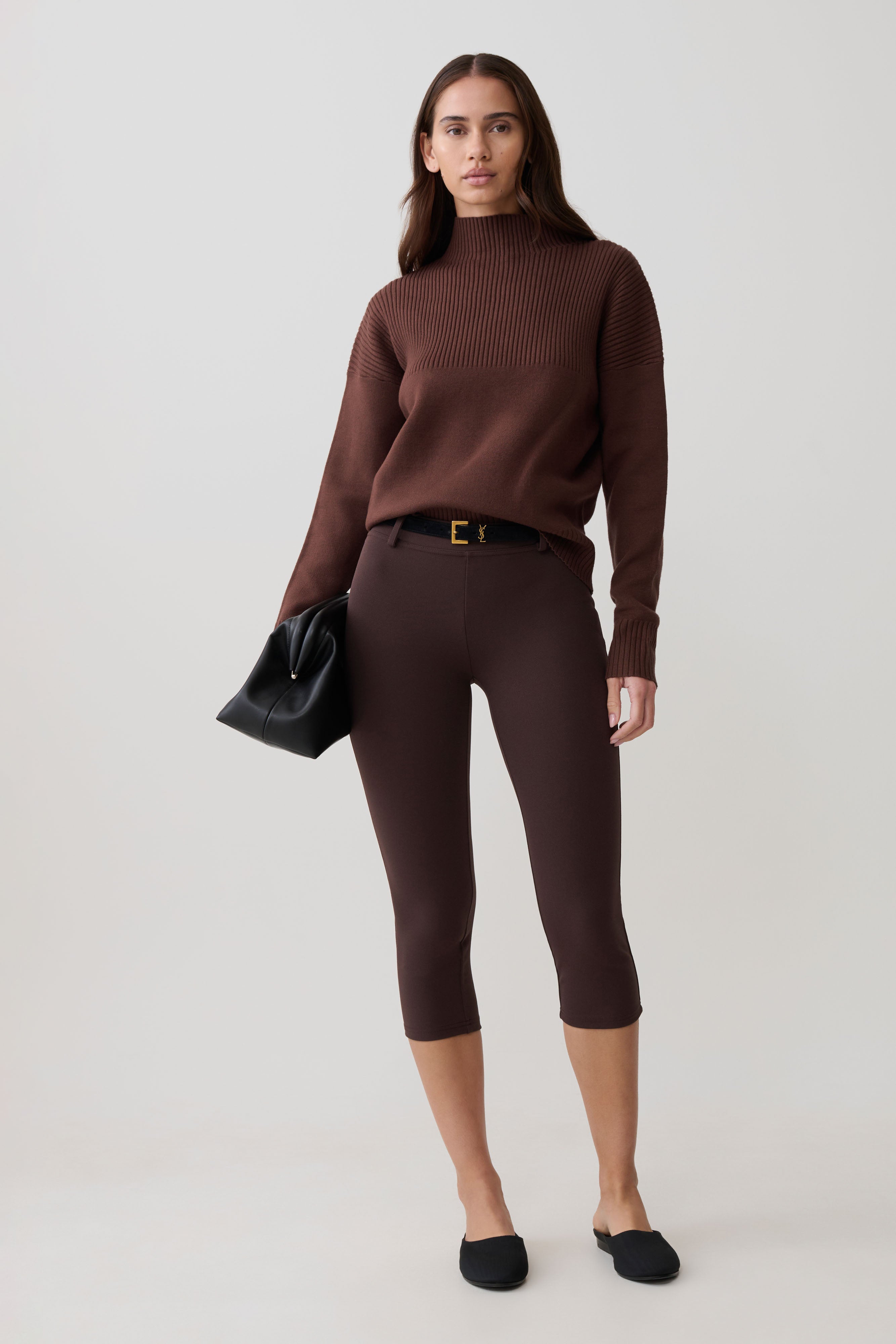 Stanley Ribbed High Neck Jumper - Chocolate