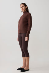 Stanley Ribbed High Neck Jumper - Chocolate